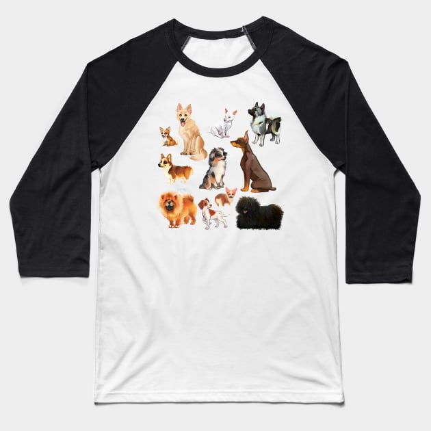 Dog pattern 11 dogs Baseball T-Shirt by KO-of-the-self